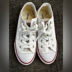 Converse Kids White Canvas Low-Top Sneakers with Red Stripe